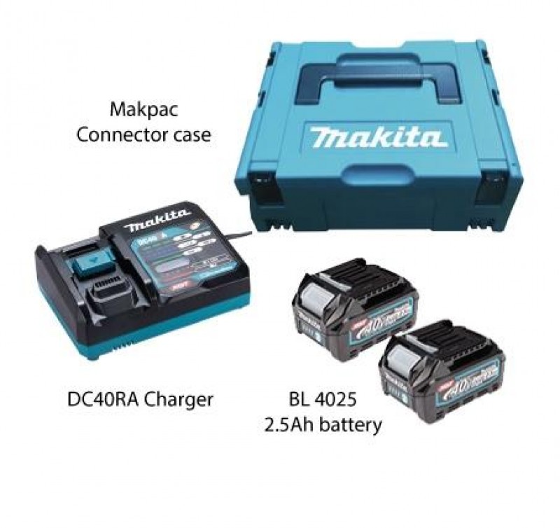 Pack 2 batteries BL4025 40V 2.5 Ah + chargeur DC40RA MAKITA