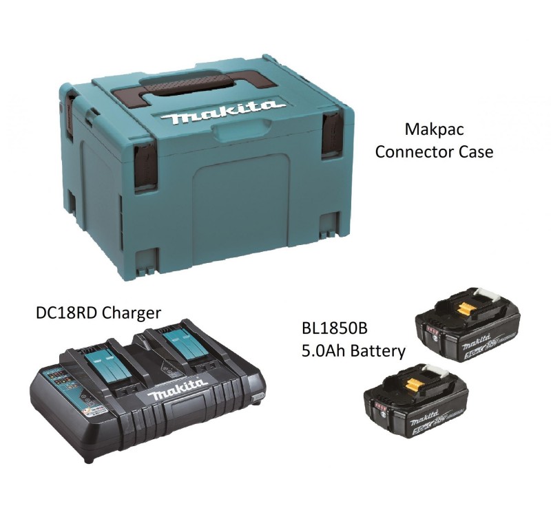 MKP3PT182 (198182-1) MAKITA POWER SOURCE KIT TWO PORT CHARGER WITH 5.0AH 18V BATTERY X2