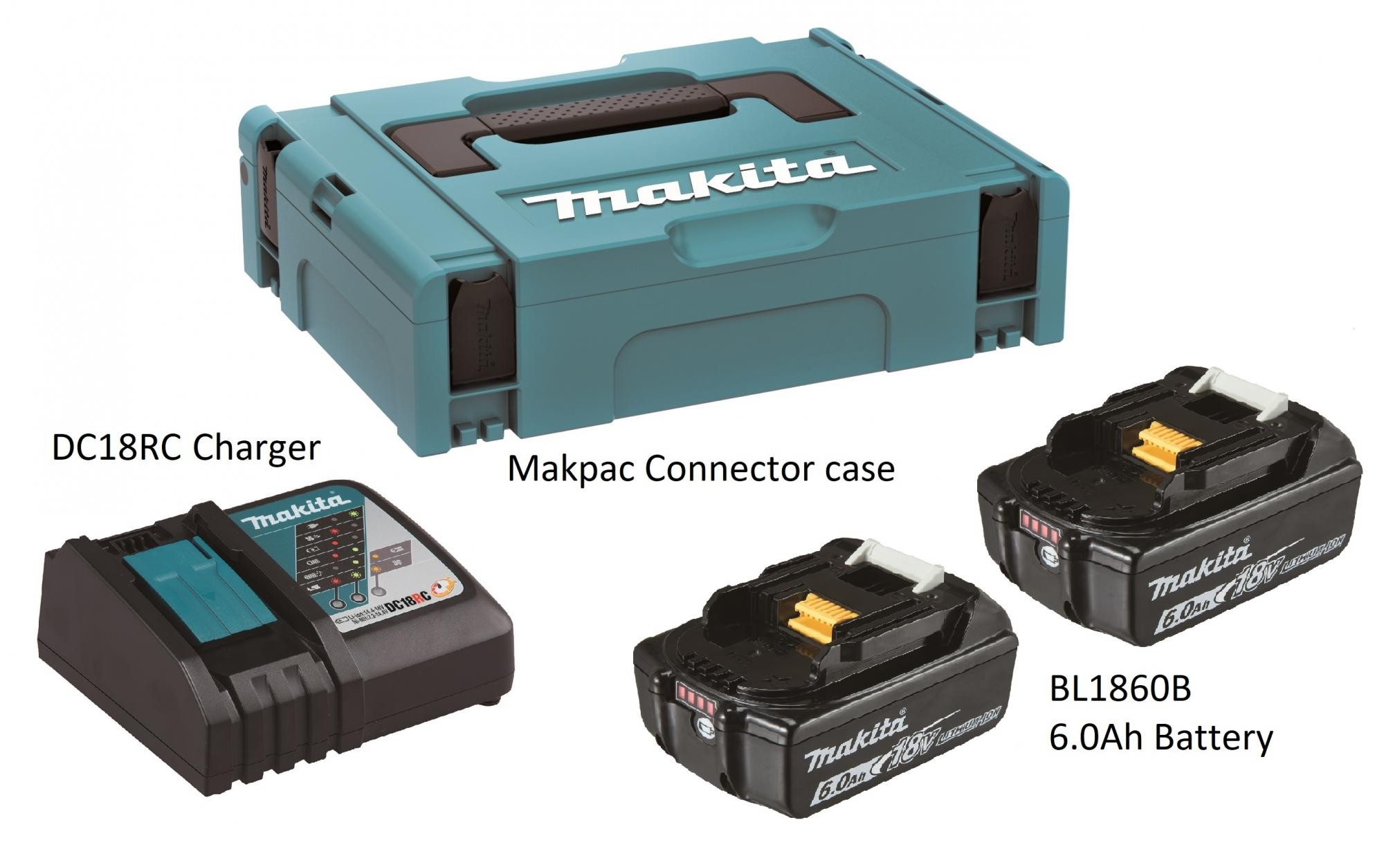 Makita Power Source Kit 4 x Akku 18 V 4 Ah mit Ladegerät im Makpac
