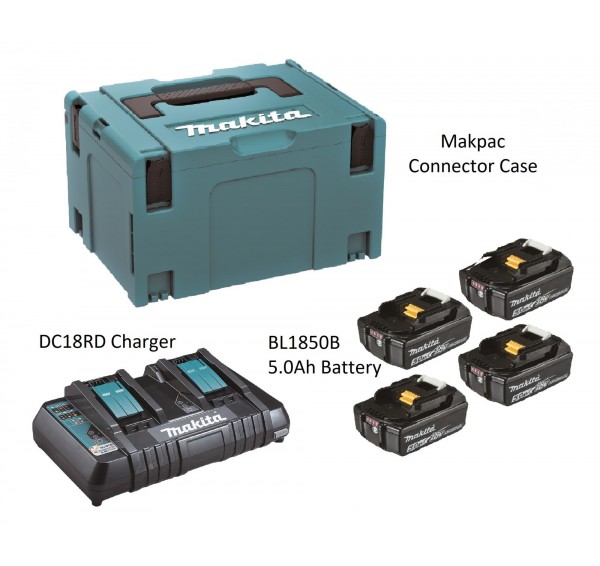 MKP3PT184 (197627-6) MAKITA POWER SOURCE KIT TWO PORT CHARGER WITH 5.0AH 18V BATTERY X4